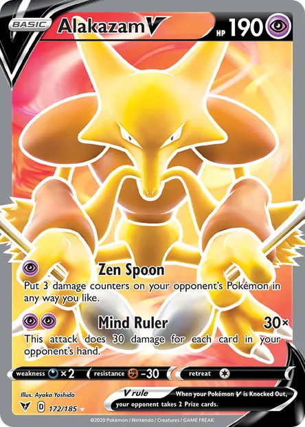 Alakazam V, Pokémon card VIV 172 — Vivid Voltage set