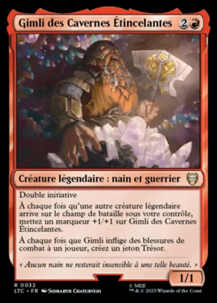 Gimli des Cavernes Étincelantes, carte Magic LTC 32 — extension Tales of Middle-earth Commander