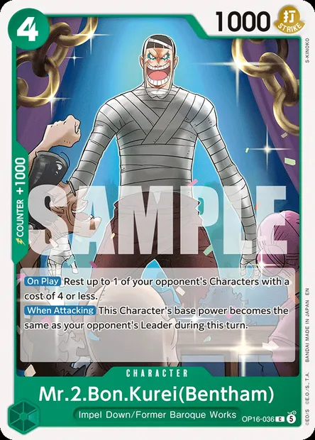 Mr.2.Bon.Kurei(Bentham), One Piece card OP16-036 — THE TIME OF BATTLE set