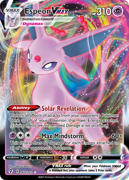 Espeon VMAX, Pokémon card EVS 65 — Evolving Skies set