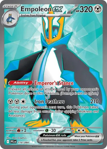 Empoleon ex, Pokémon card PFL 114 — Phantasmal Flames set