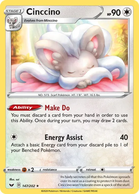 Cinccino, Pokémon card SSH 147 — Sword & Shield set