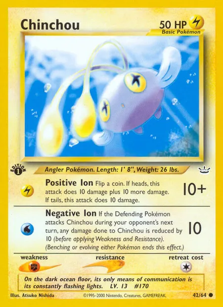 Chinchou, Pokémon card NR 42 — Neo Revelation set