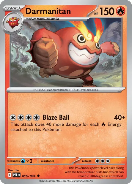 Darmanitan, Pokémon card PFL 016 — Phantasmal Flames set