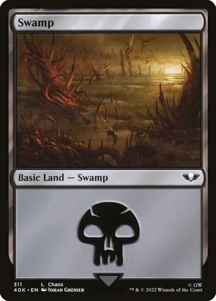 Swamp, Magic card 40K 311 — Warhammer 40,000 Commander set