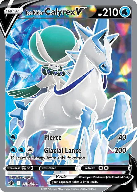 Ice Rider Calyrex V, Pokémon card CRE 163 — Chilling Reign set