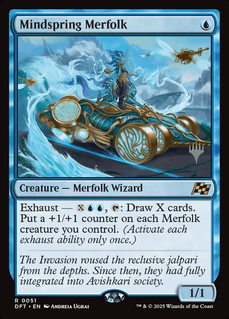 Mindspring Merfolk, Magic card PDFT 51p — Aetherdrift Promos set