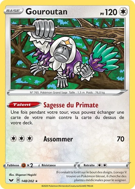 Gouroutan, carte Pokémon SSH 148 — extension Épée et Bouclier