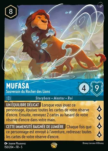 Mufasa - Souverain du Rocher des Lions, carte Disney Lorcana CH5-150 — extension Ciel Scintillant