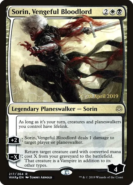 Sorin, Vengeful Bloodlord, Magic card PWAR 217s — War of the Spark Promos set