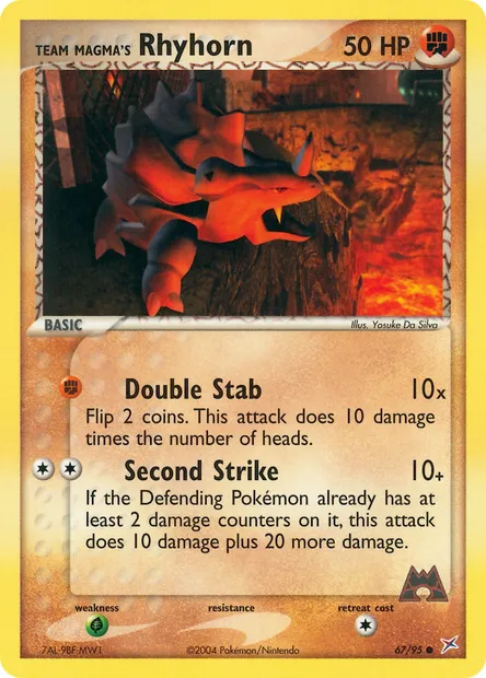 Team Magma's Rhyhorn, Pokémon card MA 67 — Team Magma vs Team Aqua set
