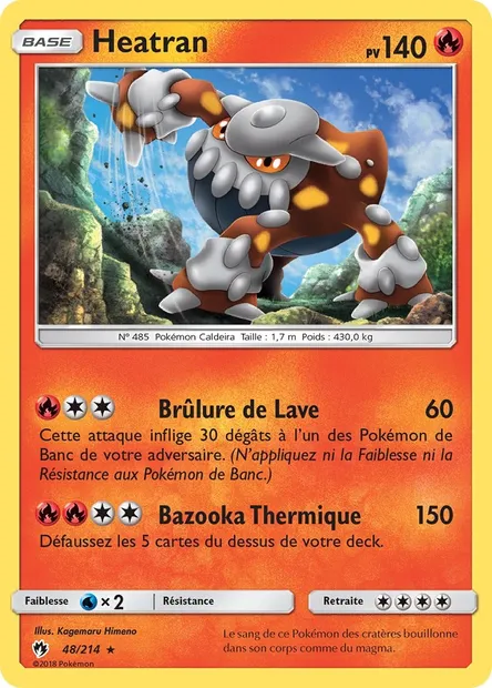 Heatran, carte Pokémon LOT 48 — extension Tonnerre Perdu
