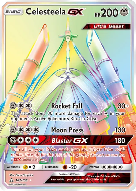 Celesteela GX, Pokémon card UPR 162 — Ultra Prism set
