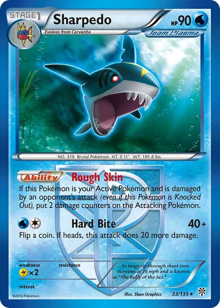 Sharpedo, Pokémon card PLS 33 — Plasma Storm set