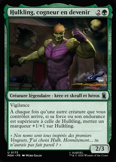 Hulkling, cogneur en devenir, carte Magic MSH 173 — extension Marvel Super Heroes