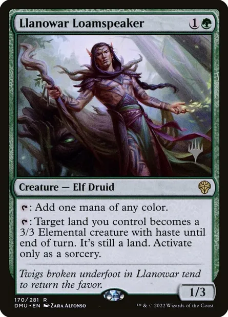 Llanowar Loamspeaker, Magic card PDMU 170p — Dominaria United Promos set