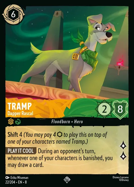 Tramp - Dapper Rascal, Disney Lorcana card CH8-022 — The Reign of Jafar set