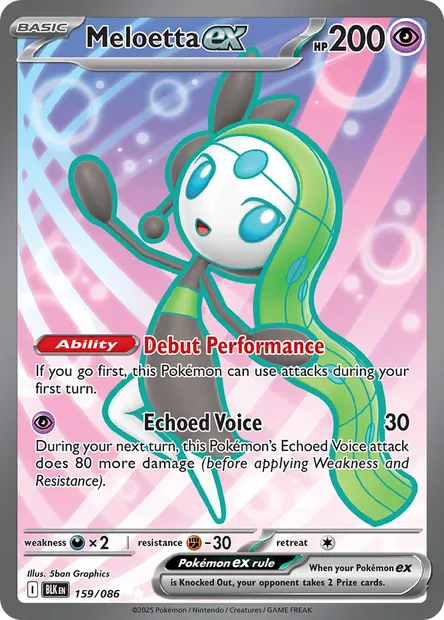 Meloetta ex, Pokémon card BLK 159 — Black Bolt set
