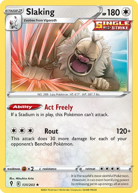 Slaking, Pokémon card EVS 131 — Evolving Skies set