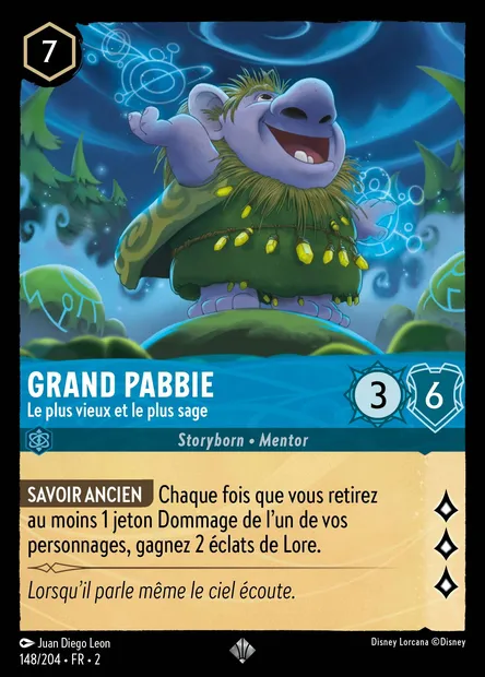 Grand Pabbie - Le plus vieux et le plus sage, carte Disney Lorcana CH2-148 — extension L'Ascension des Floodborn
