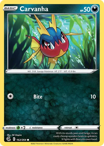 Carvanha, Pokémon card FST 162 — Fusion Strike set