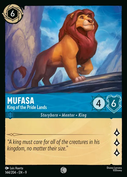 Mufasa - King of the Pride Lands, Disney Lorcana card CH9-144 — Fabled set