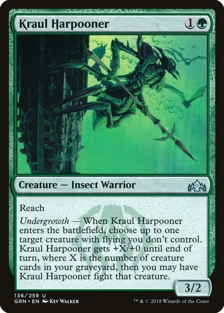 Kraul Harpooner, Magic card GRN 136 — Guilds of Ravnica set