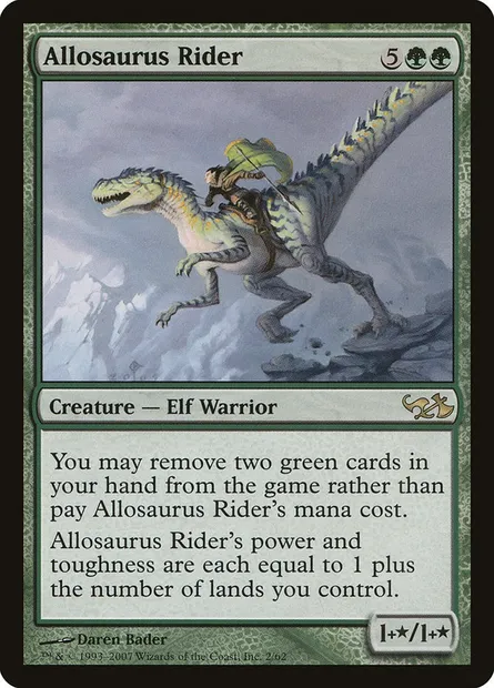 Allosaurus Rider, Magic card DD1 2 — Duel Decks: Elves vs. Goblins set