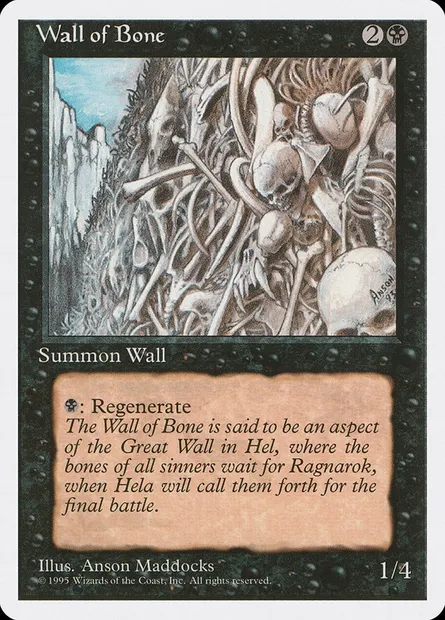 Mur d'ossements, carte Magic 4ED 168 — extension Quatrième Edition