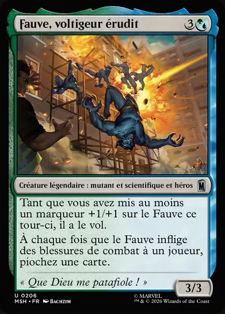 Fauve, voltigeur érudit, carte Magic MSH 206 — extension Marvel Super Heroes