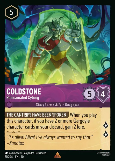 Coldstone - Reincarnated Cyborg, Disney Lorcana card CH10-051 — Whispers in the Well set