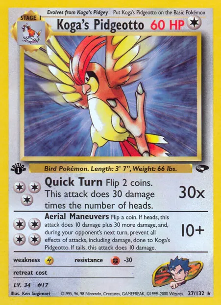 Koga's Pidgeotto, Pokémon card GC 27 — Gym Challenge set