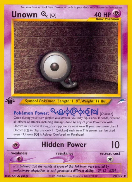 Unown [Q], Pokémon card NDE 59 — Neo Destiny set