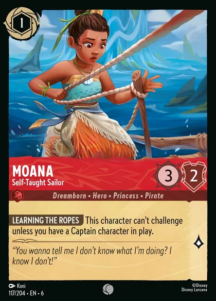 Moana - Self-Taught Sailor, Disney Lorcana card CH6-117 — Azurite Sea set