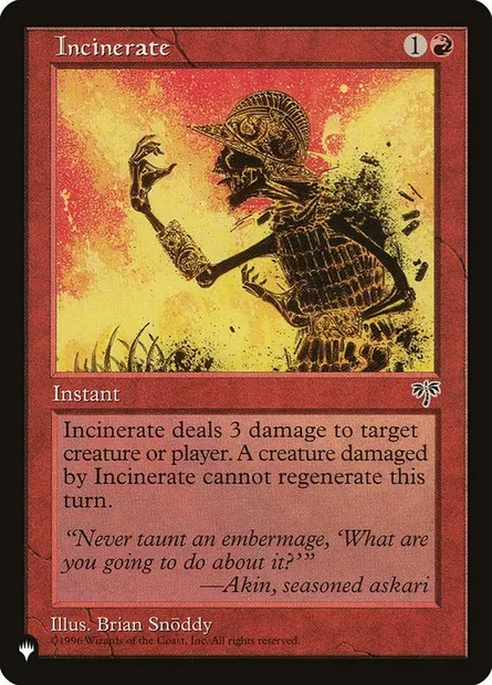 Incinération, carte Magic PLST MIR-184 — extension The List