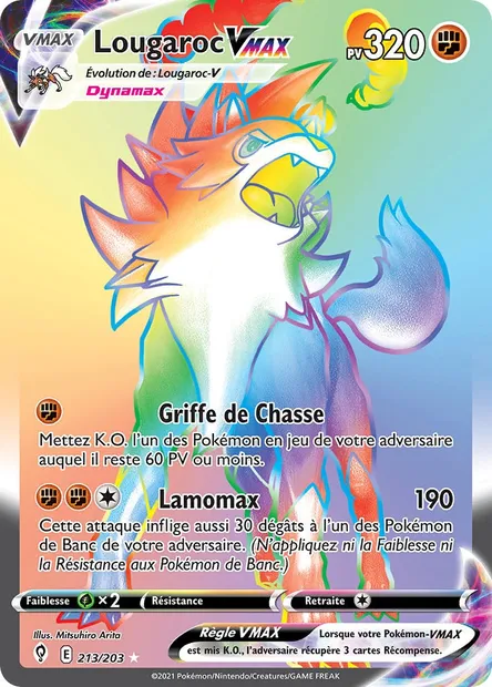 Lougaroc VMAX, carte Pokémon EVS 213 — extension Évolution Céleste