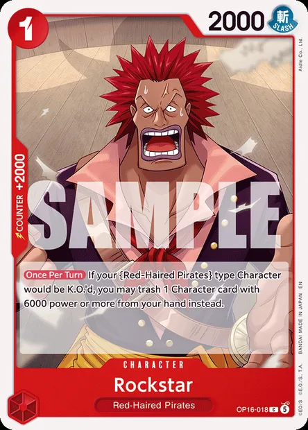 Rockstar, One Piece card OP16-018 — THE TIME OF BATTLE set