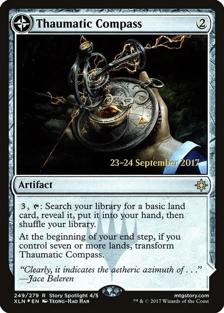Thaumatic Compass // Spires of Orazca, Magic card PXLN 249s — Ixalan Promos set