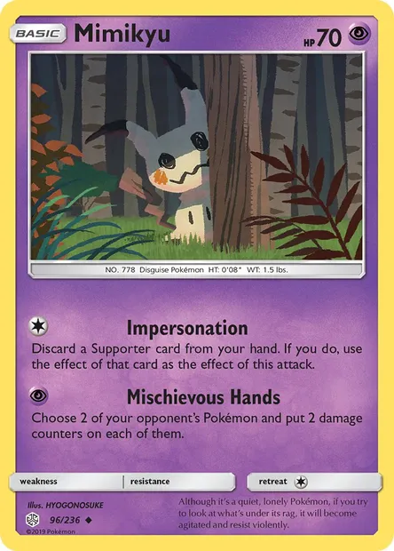Mimikyu, Pokémon card CEC 96 — Cosmic Eclipse set