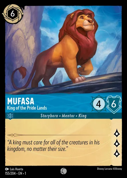 Mufasa - King of the Pride Lands, Disney Lorcana card CH1-155 — The First Chapter set