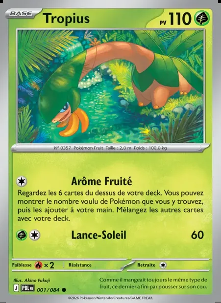 Tropius, carte Pokémon PBL 001 — extension Nuit Noire