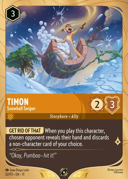 Timon - Snowball Swiper, Disney Lorcana card P3-032 — P3 set