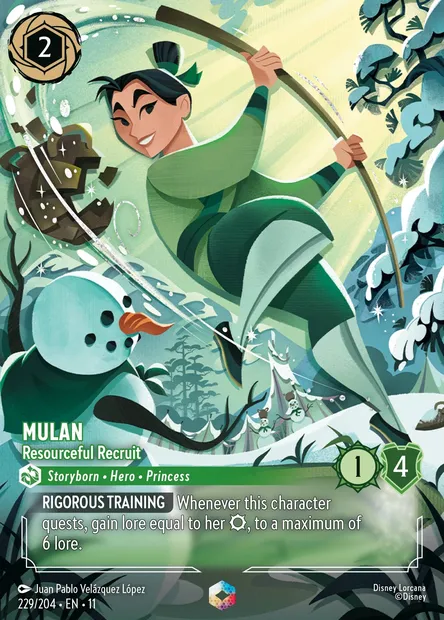 Mulan - Resourceful Recruit, Disney Lorcana card CH11-229 — Winterspell set