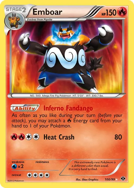 Emboar, Pokémon card NXD 100 — Next Destinies set