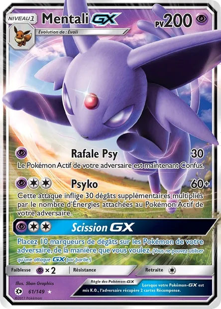 Mentali GX, carte Pokémon SUM 61 — extension Soleil et Lune