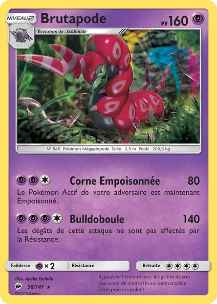 Brutapode, carte Pokémon BUS 58 — extension Ombres Ardentes
