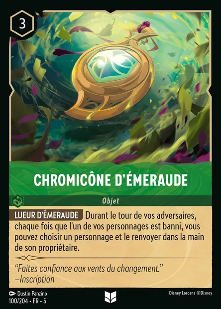 Chromicône d'Émeraude, carte Disney Lorcana CH5-100 — extension Ciel Scintillant