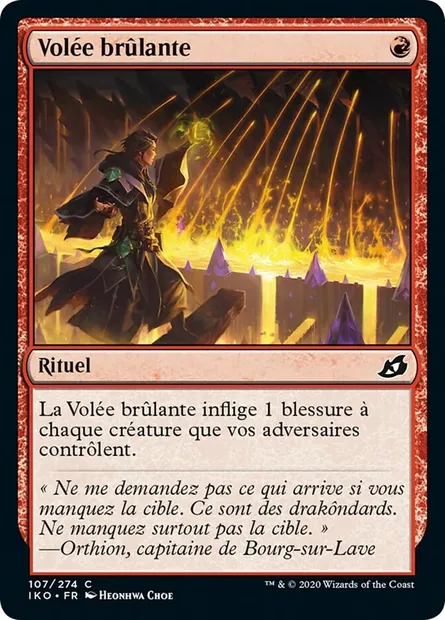 Volée brûlante, carte Magic IKO 107 — extension Ikoria: Lair of Behemoths