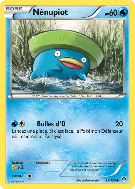 Nénupiot, carte Pokémon PLS 29 — extension Tempète Plasma