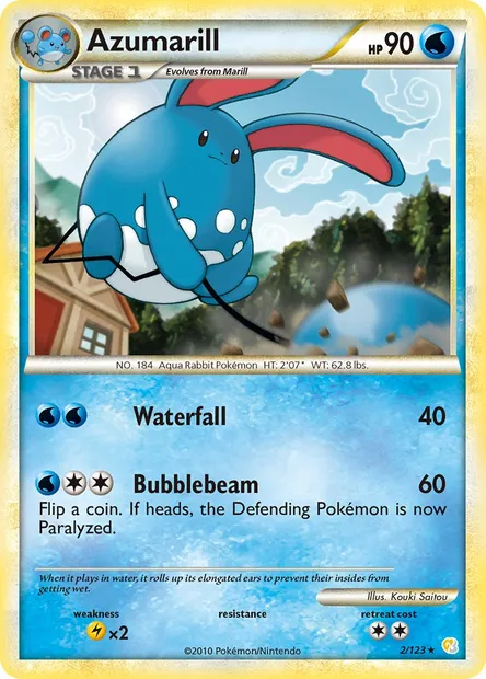 Azumarill, Pokémon card HS 2 — HeartGold SoulSilver set